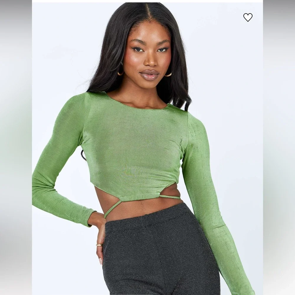 Princess Polly Jocelyn Long Sleeve Top Green Size 4